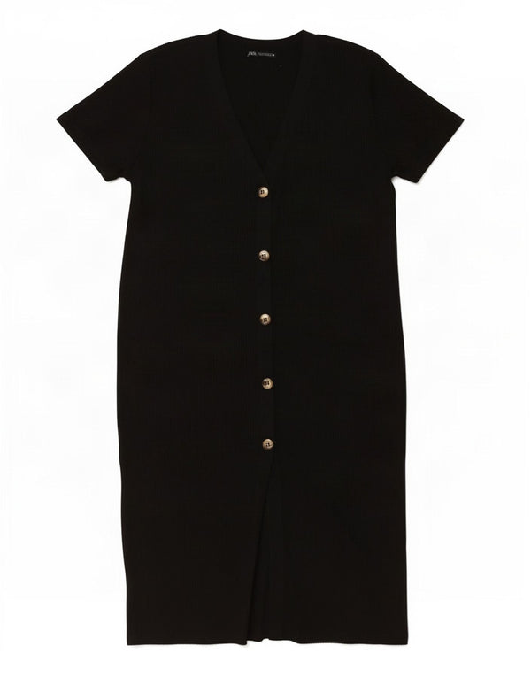 Женское платье-джемпер с короткими рукавами Zara UK 18 XL, черный полиэстер