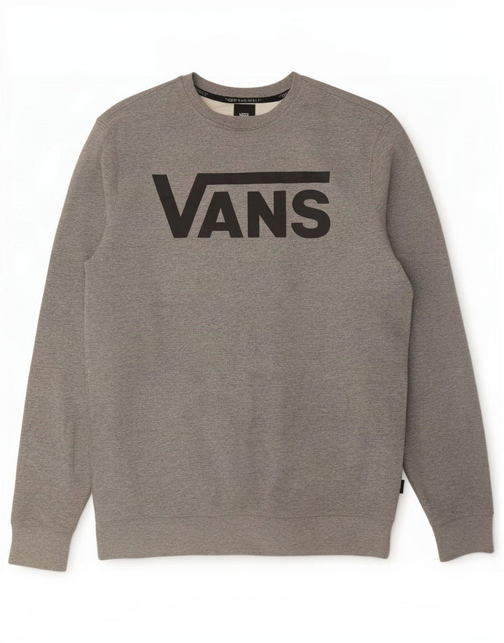 Мужской свитшот с рисунком Vans, хлопковый джемпер среднего серого цвета