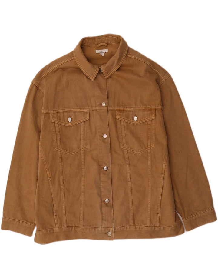 Женская джинсовая куртка оверсайз Zara UK 18 XL, коричневый хлопок