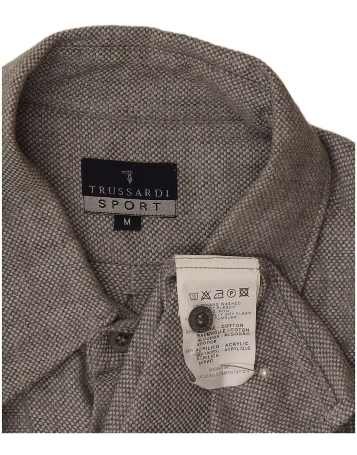 Мужская рубашка Trussardi из хлопка среднего серого цвета