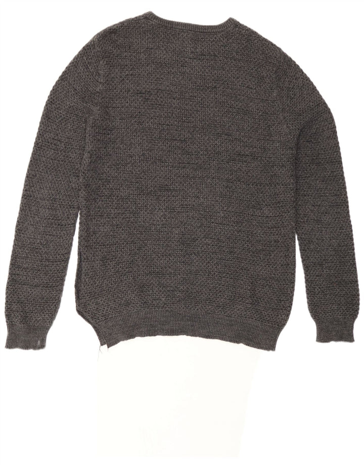 Мужской джемпер с круглым вырезом Marks & Spencer, большой серый хлопковый крапчатый свитер