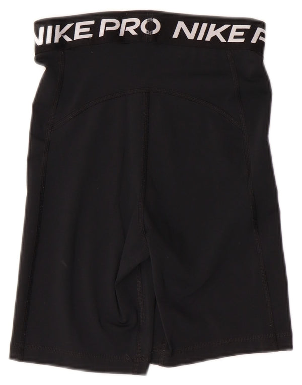 NIKE Womens Dri Fit Graphic Sport Shorts UK 4 XS Black Polyester