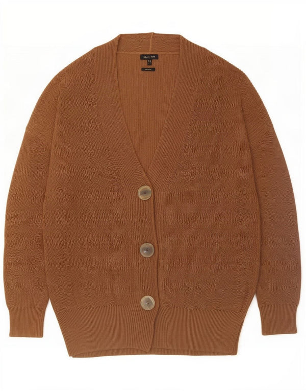Женский удлиненный кардиган Massimo Dutti UK 14, средний коричневый полиэстер
