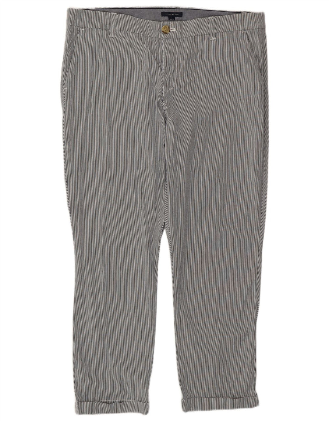 Женские укороченные брюки Tommy Hilfiger США 14 XL W38 L26 Серые в полоску