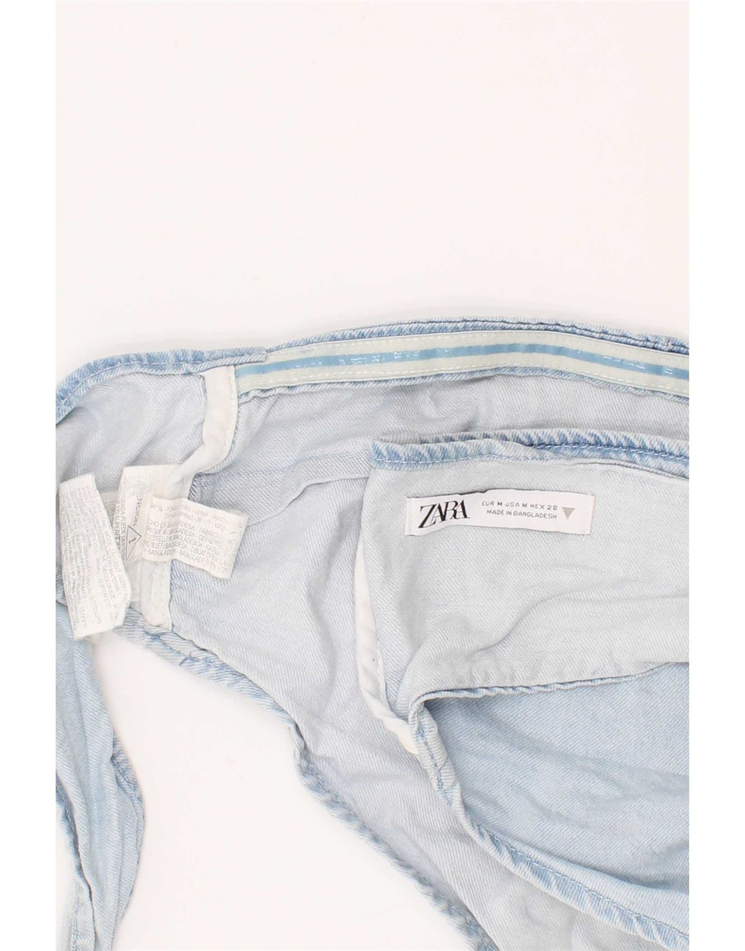 Женский джинсовый укороченный топ Zara из хлопка среднего синего цвета