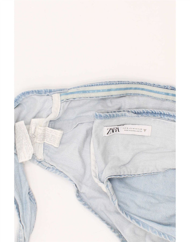 Женский джинсовый укороченный топ Zara из хлопка среднего синего цвета