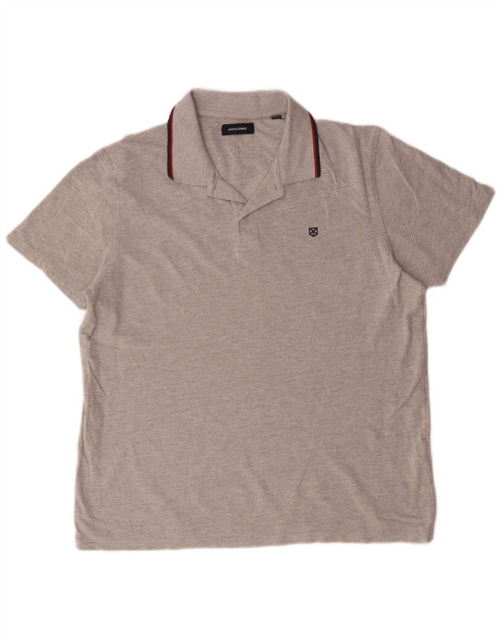 Мужская рубашка-поло Jack & Jones 2XL серая, хлопок