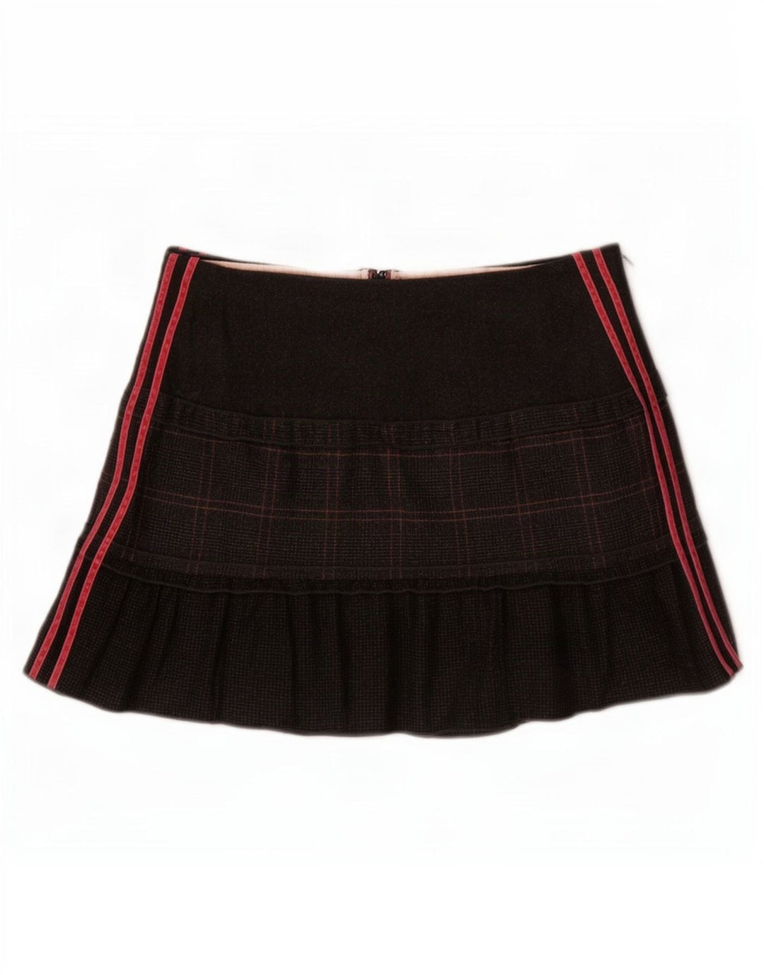 Женская мини-юбка Benetton IT 44 Medium W30 Серая клетка из натуральной шерсти