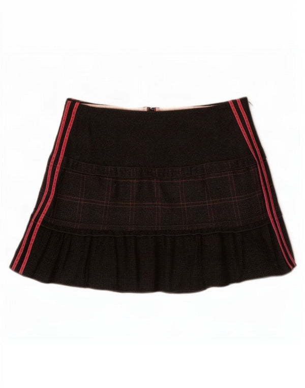 Женская мини-юбка Benetton IT 44 Medium W30 Серая клетка из натуральной шерсти
