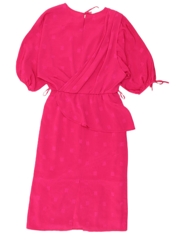 Vintage Womens Sheath Dress UK 12 Medium Pink Geometric