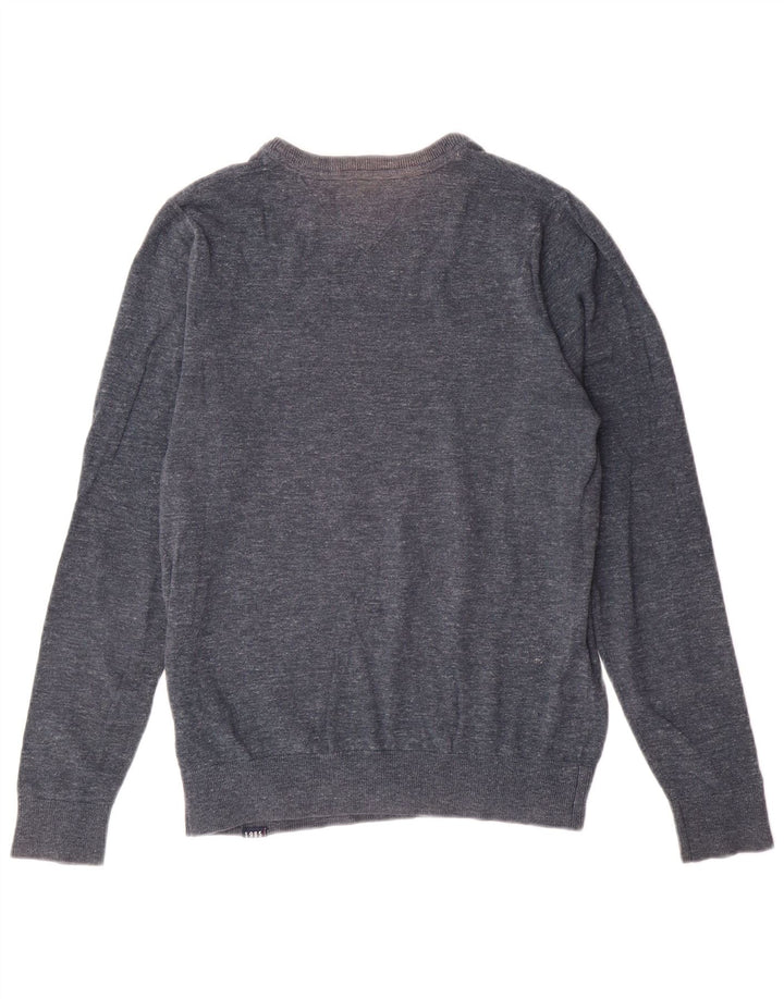 Мужской джемпер с круглым вырезом Tommy Hilfiger, маленький темно-синий хлопковый свитер