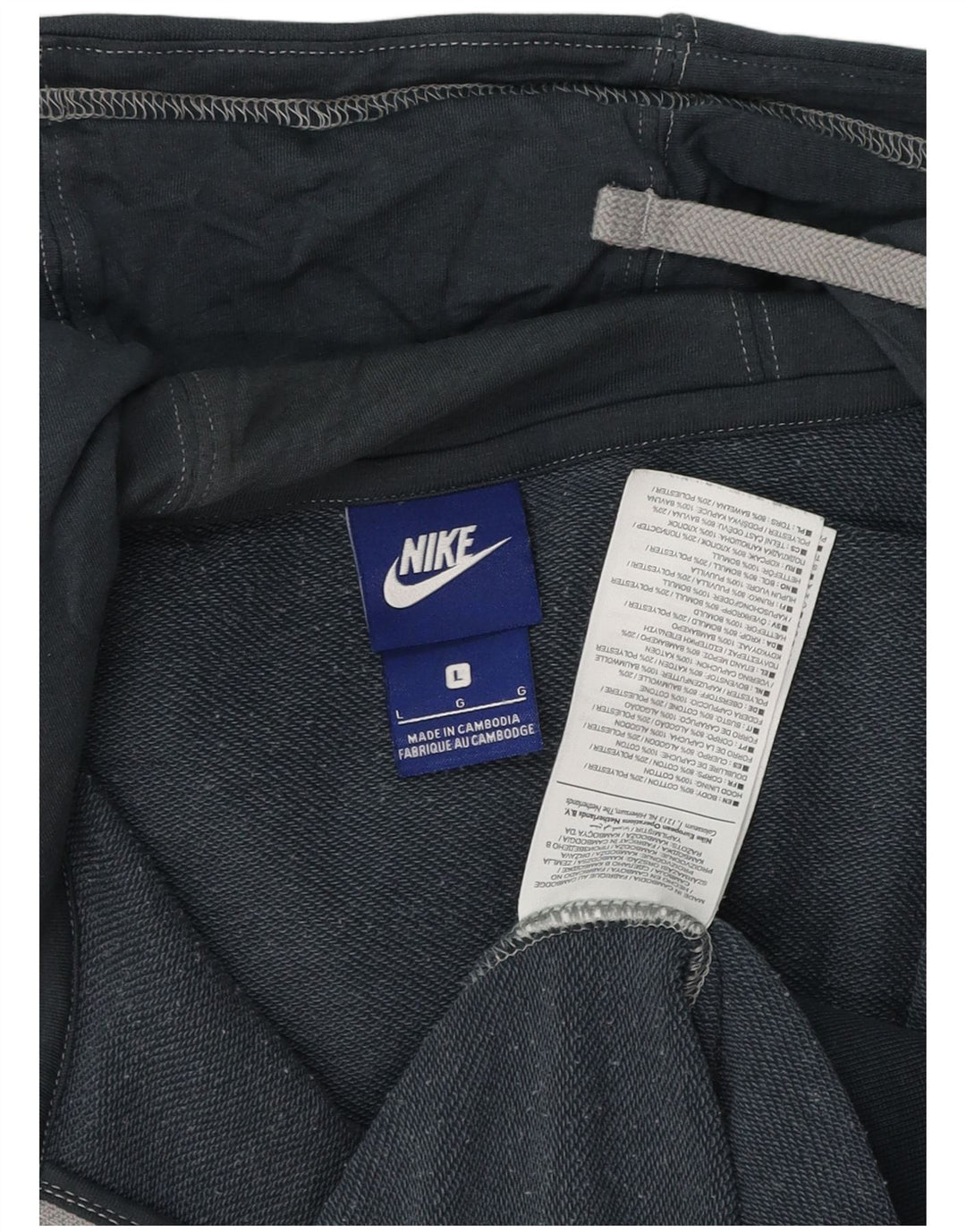 Мужской свитер с капюшоном на молнии Nike, большой темно-синий, хлопковый