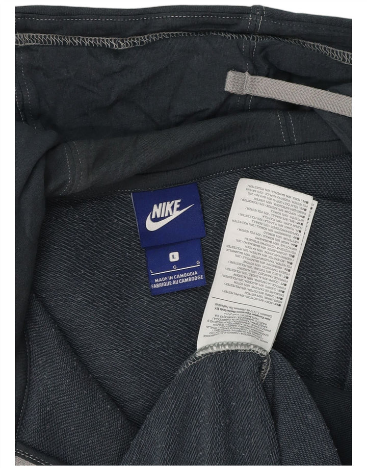 Мужской свитер с капюшоном на молнии Nike, большой темно-синий, хлопковый