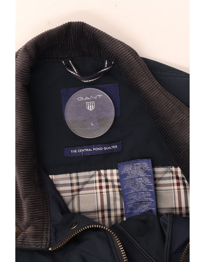 Мужская стеганая куртка Gant UK 40, большая темно-синяя, полиэстер