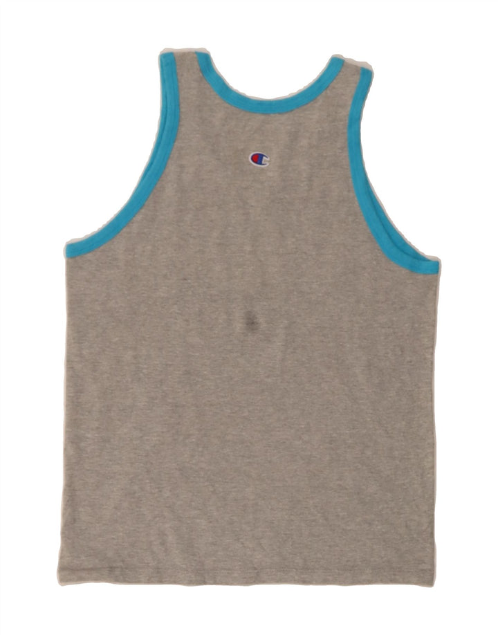 CHAMPION Mens Graphic Vest Top Small Grey Cotton Vintage Champion and Second-Hand Champion from Messina Hembry 
