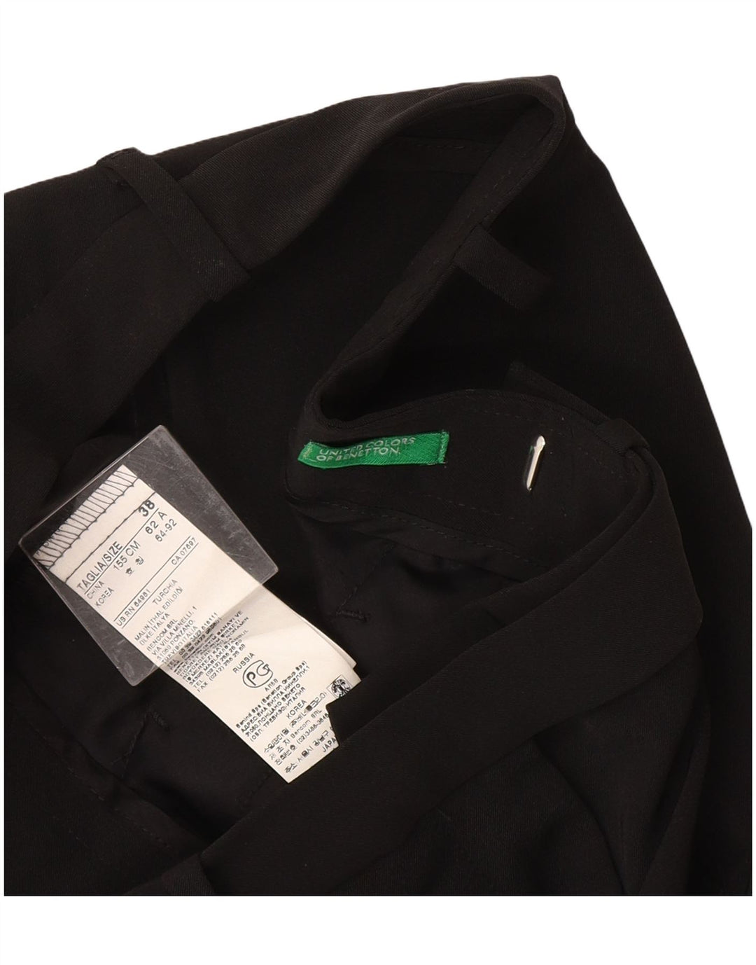 Женские прямые повседневные брюки Benetton IT 38 XS W28 L30 черные, полиэстер
