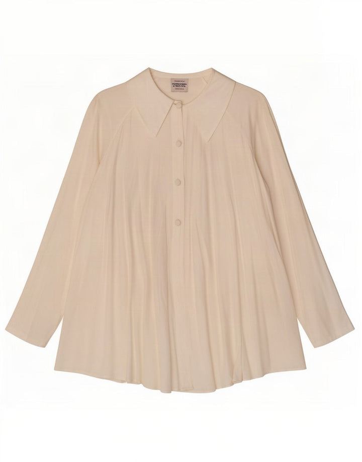 Женская блузка-рубашка оверсайз Benetton IT 44 Medium Off White Viscose