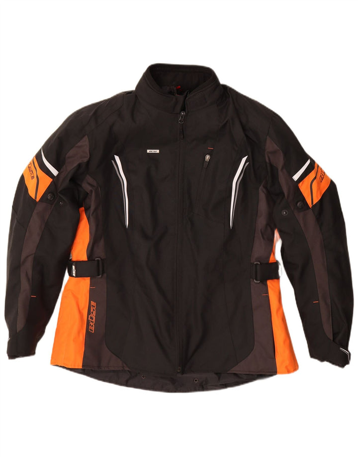 Мужская куртка-гонщик с рисунком Buse, размер 44, большая черная с цветными блоками