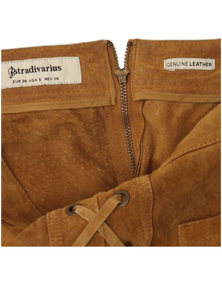 Женская замшевая мини-юбка Stradivarius EU 38, маленькая W28, бежевая кожа