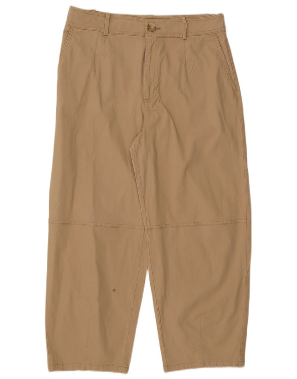 Женские зауженные укороченные брюки с завышенной талией ZARA, большие W30 L24, бежевые