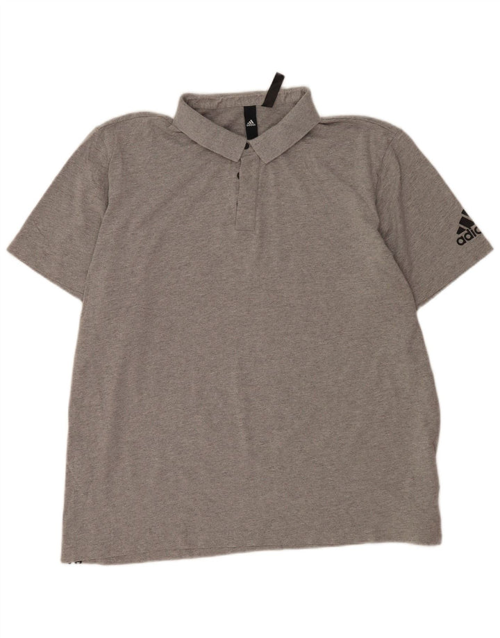 Мужская рубашка-поло Adidas 2XL серая, хлопок