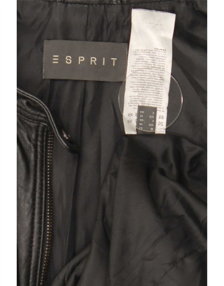 Женская кожаная куртка-гонщик Esprit UK 16, большая черная кожа