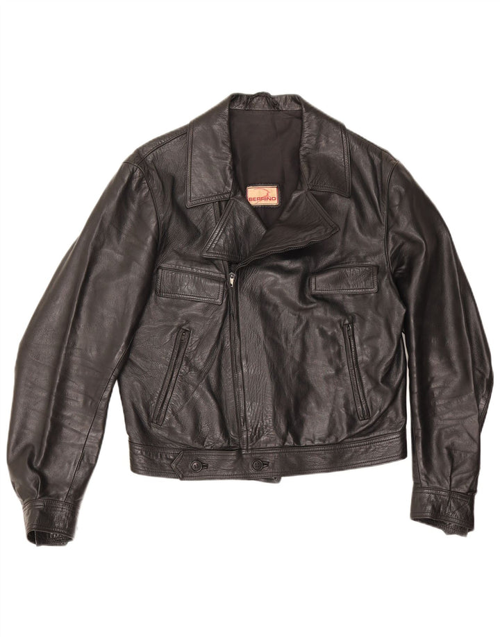 Мужская укороченная кожаная байкерская куртка Berrino IT 48 Medium Black