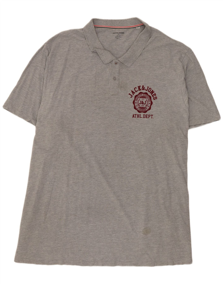 Мужская рубашка-поло Jack & Jones 6XL серая, хлопок