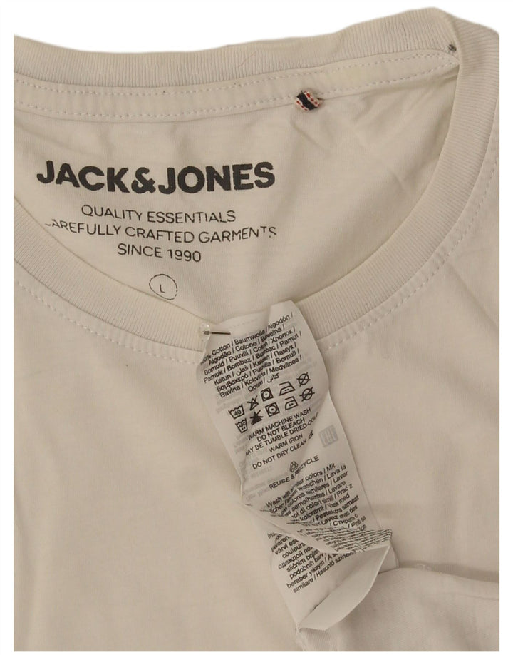 Мужская футболка с рисунком Jack & Jones, большой белый хлопок
