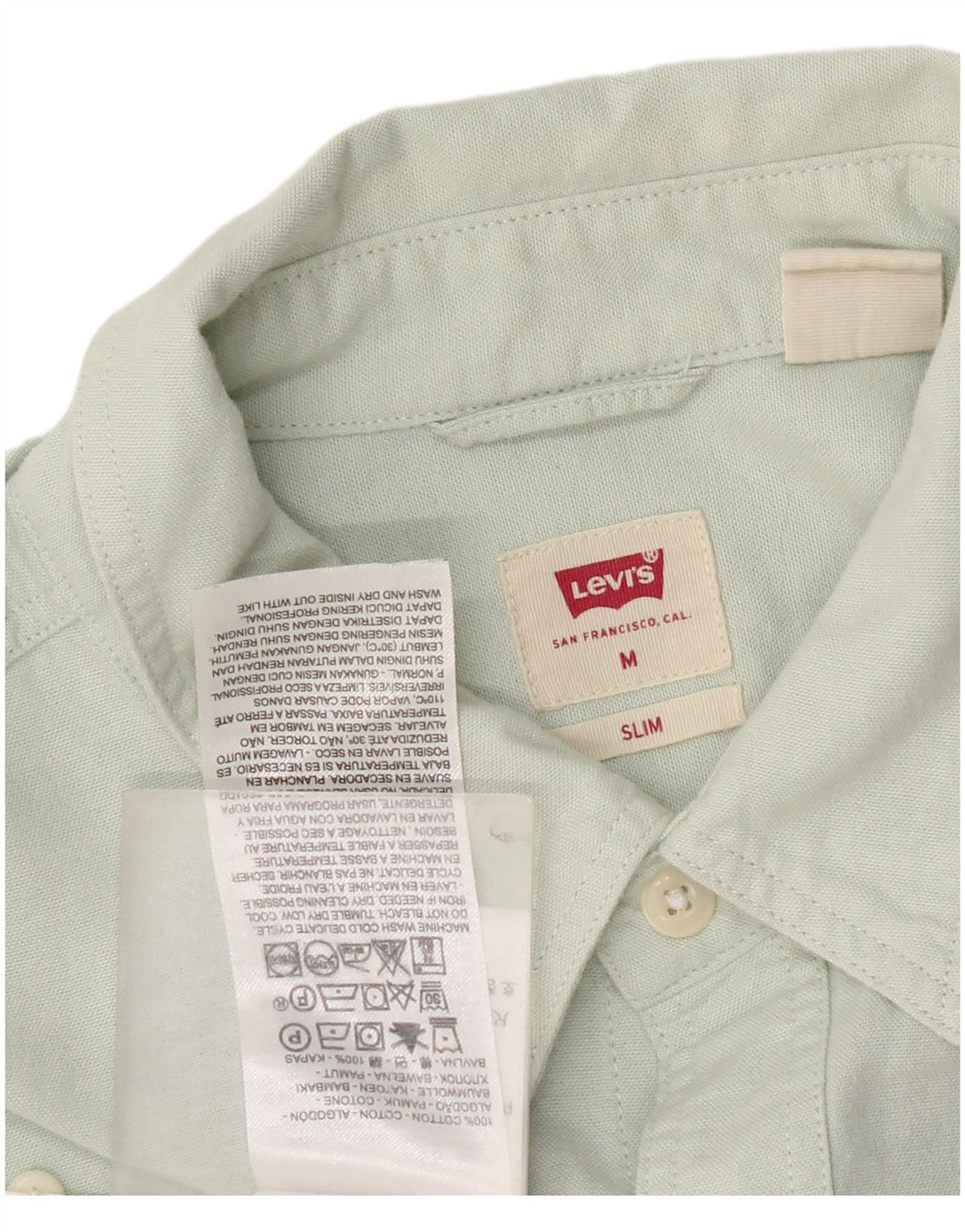 Мужская рубашка приталенного кроя Levi's, хлопок среднего зеленого цвета
