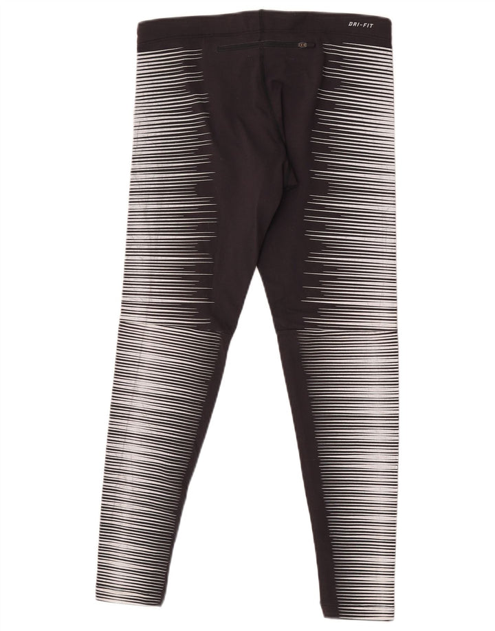 Женские леггинсы Nike Dri Fit UK 12, нейлон, средний черный в полоску