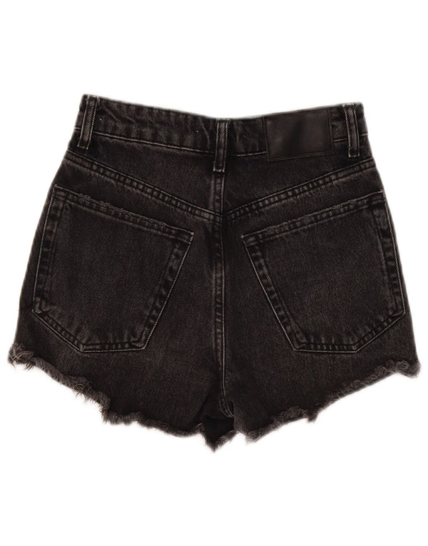 Женские джинсовые шорты Zara с высокой талией и широкими штанинами EU 32 2XS W22, черные