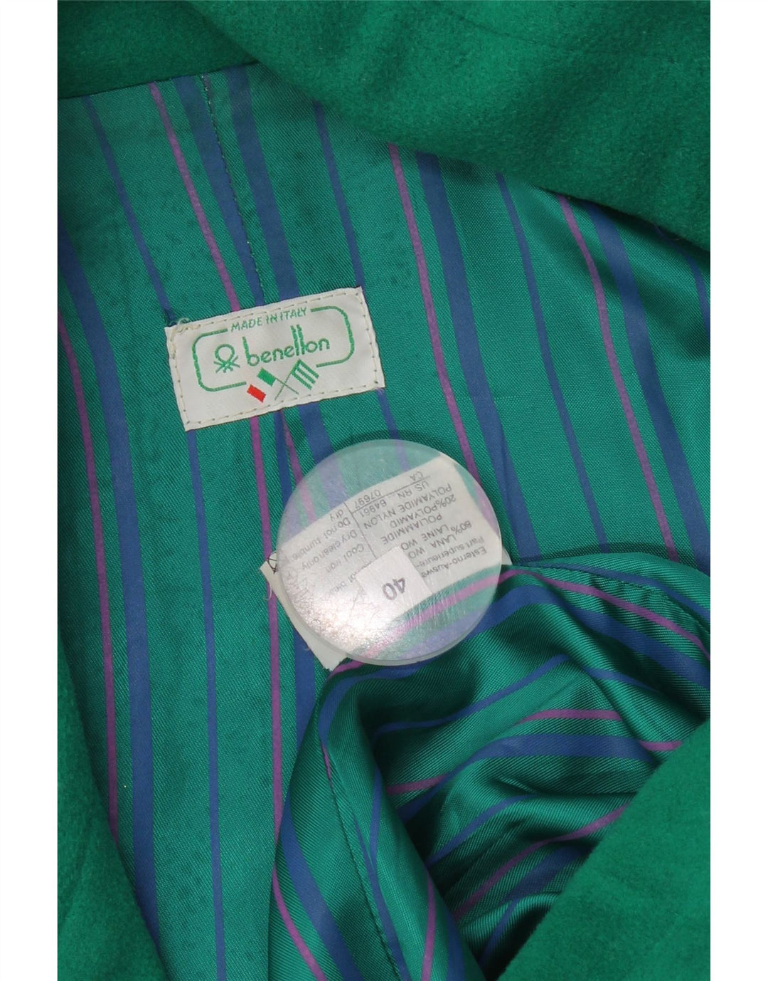 Женский пиджак оверсайз с 2 пуговицами Benetton IT 40, маленький, зеленый, шерсть