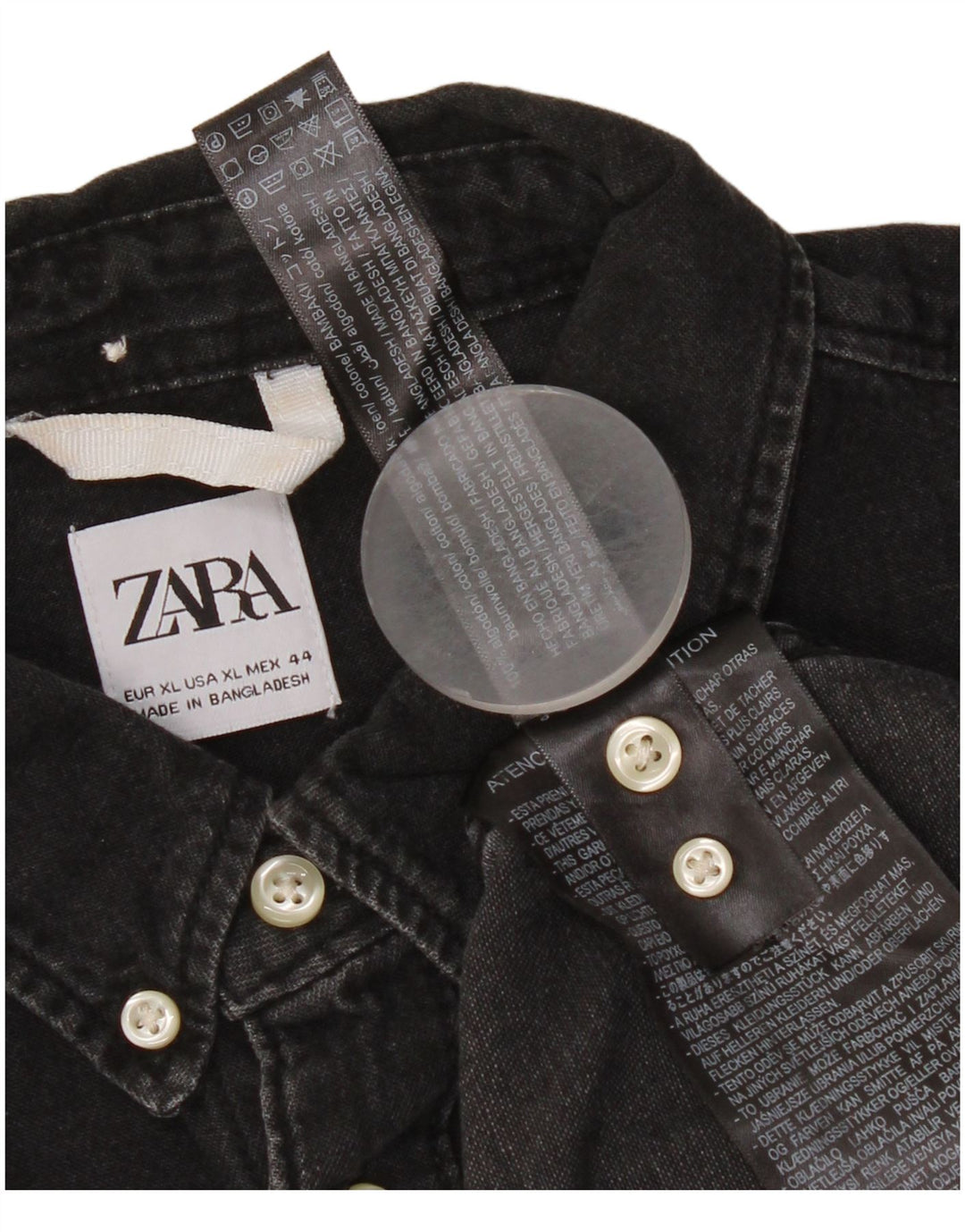 Мужская джинсовая рубашка Zara XL, черный хлопок