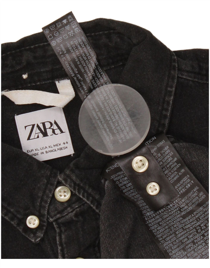Мужская джинсовая рубашка Zara XL, черный хлопок