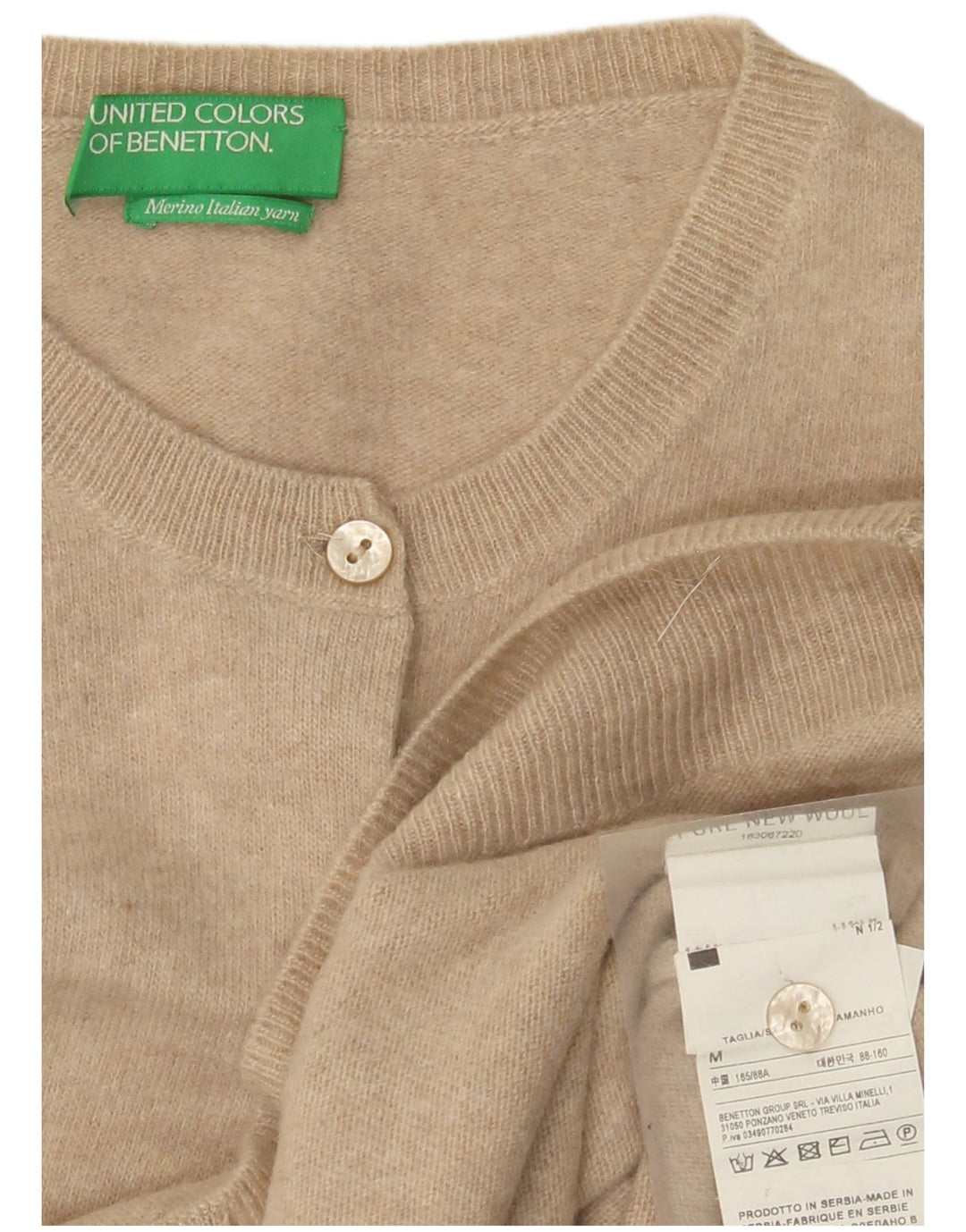 Женский кардиган Benetton UK 12, средний бежевый, новая шерсть