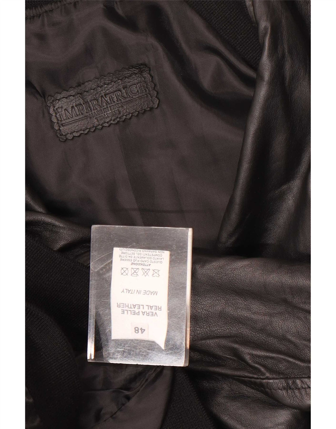 Винтажная мужская кожаная куртка-бомбер IT 48 Medium Black Leather