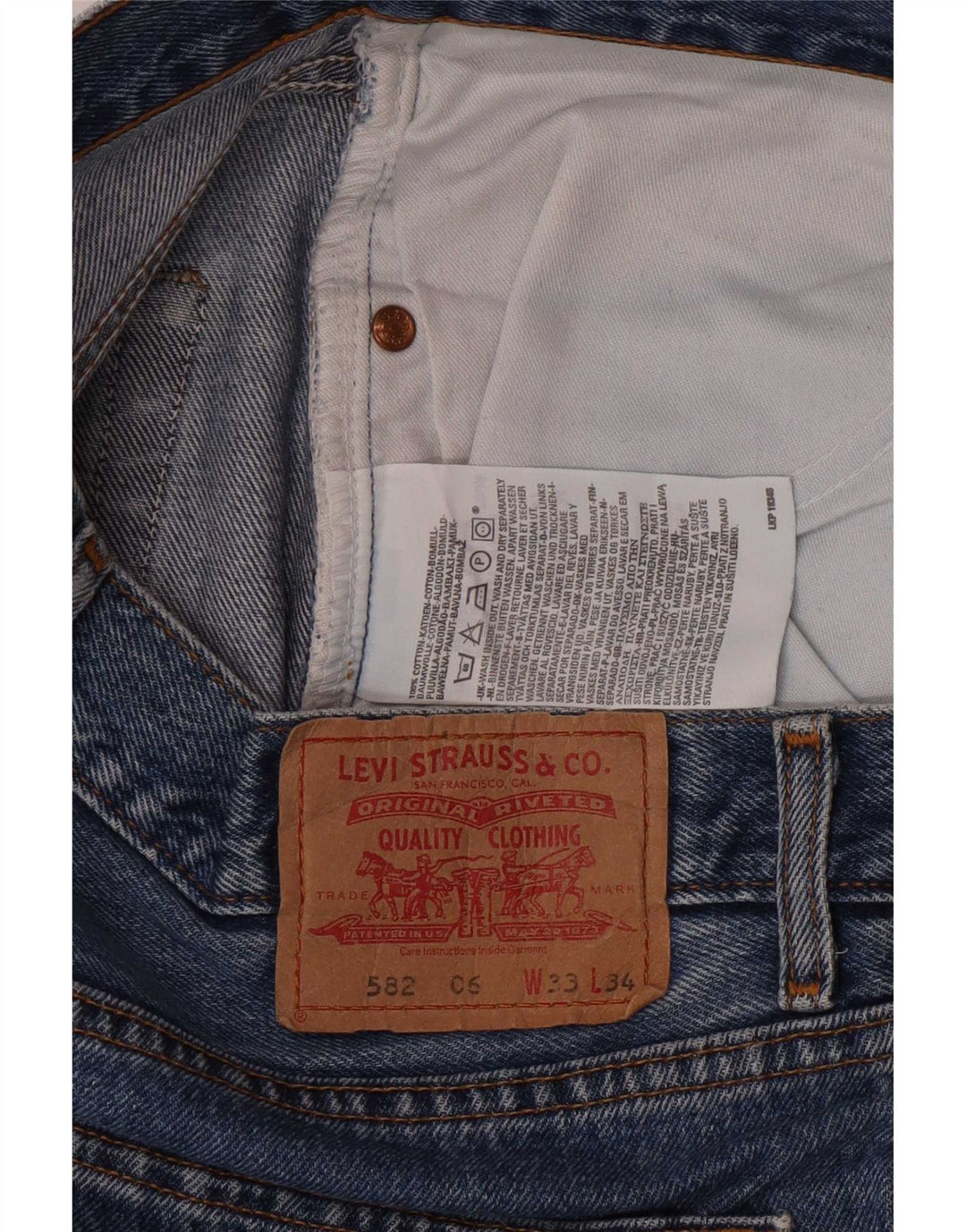 Мужские прямые джинсы Levi's 582 W33 L28 синие, хлопок