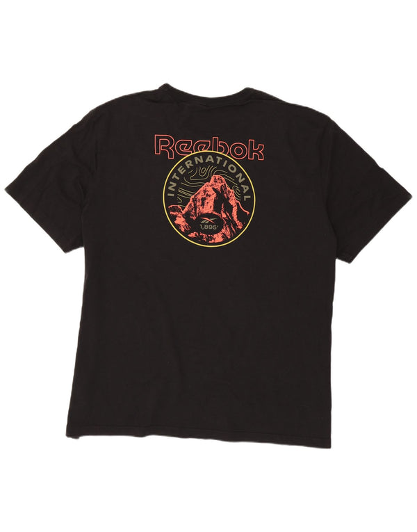 Reebok Mens Graphic T-Shirt Top 2XL Black Cotton