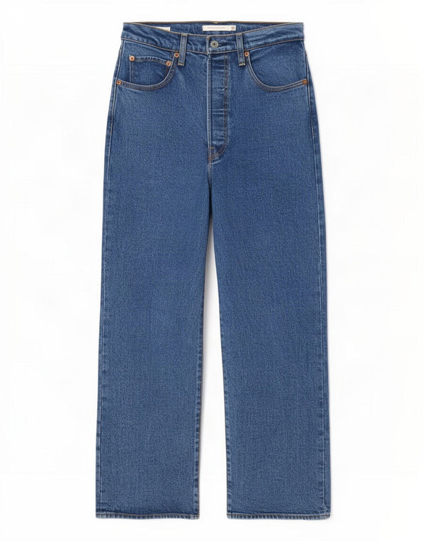 Женские прямые джинсы Levi's Ribcage W30 L27, синий хлопок