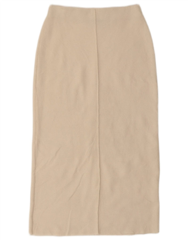 Женская трикотажная юбка миди Zara, маленькая W26 Off White
