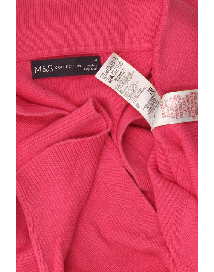 Женский джемпер с воротником-поло Marks & Spencer UK 12, средний розовый