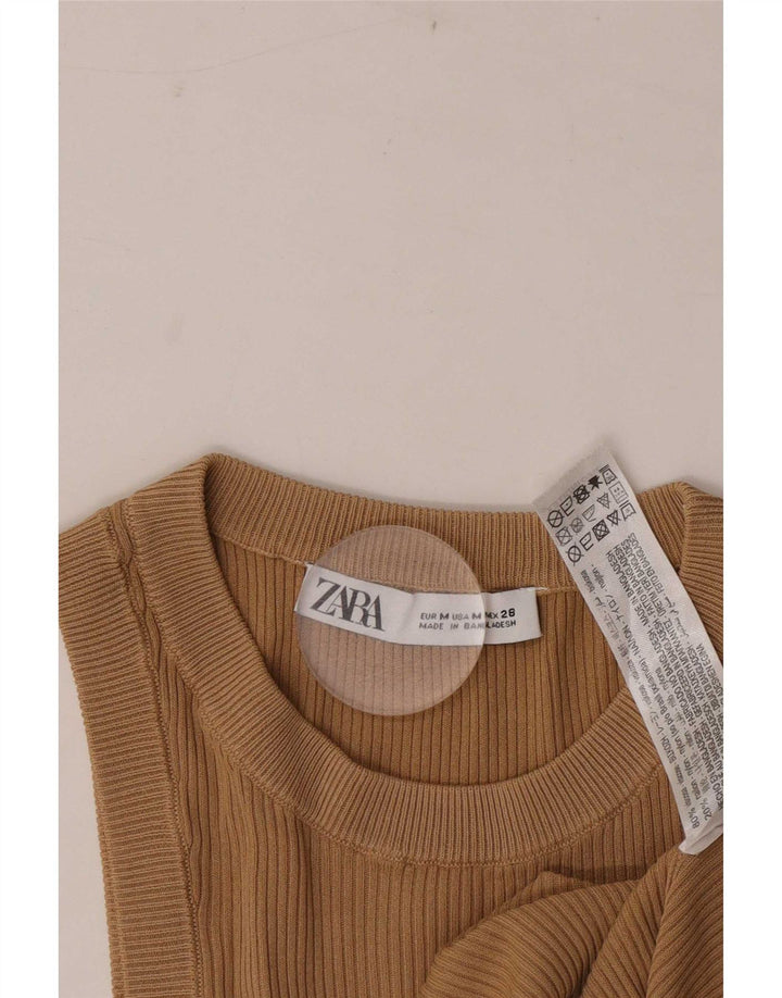 Женский жилет Zara UK 12, средний коричневый полиэстер