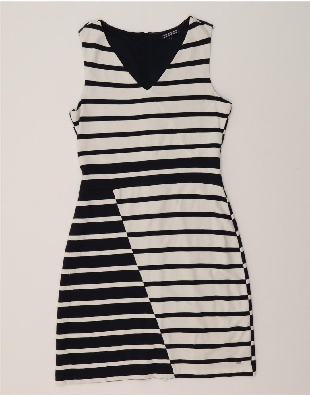TOMMY HILFIGER Женское платье-футляр без рукавов UK 14, большие белые полоски