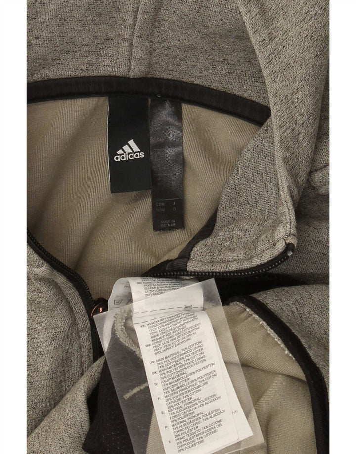 Мужской свитер с капюшоном на молнии Adidas среднего серого цвета, хлопок