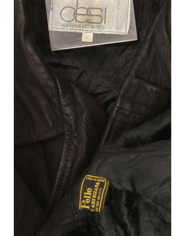 Мужская двубортная кожаная куртка Desi UK 42 XL черная кожа