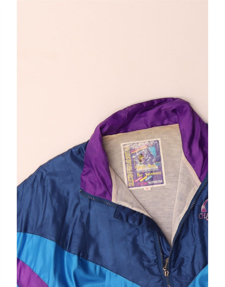 ВИНТАЖНЫЙ Мужской спортивный костюм свободного покроя, верхняя куртка, средний темно-синий, с цветными блоками