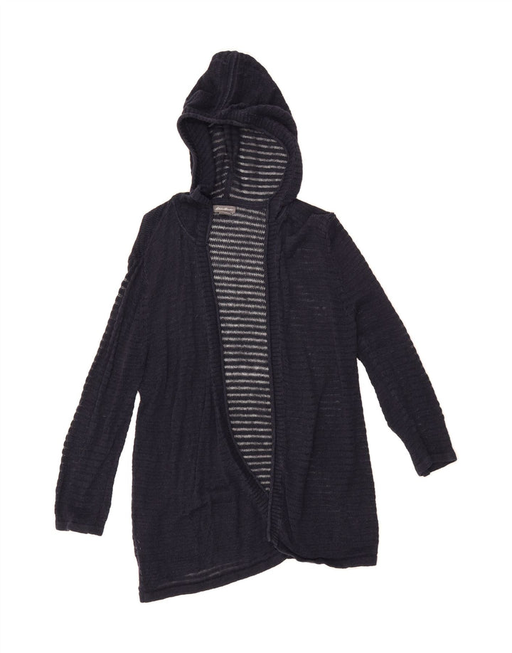 EDDIE BAUER Womens Hooded Open Cardigan Sweater UK 14 Medium Navy Blue Vintage Eddie Bauer and Second-Hand Eddie Bauer from Messina Hembry 