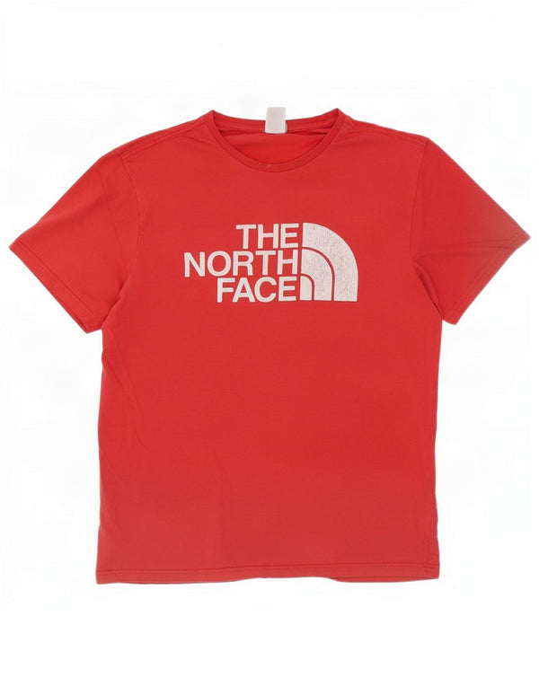 Мужская футболка с рисунком The North Face, хлопковый топ среднего красного цвета