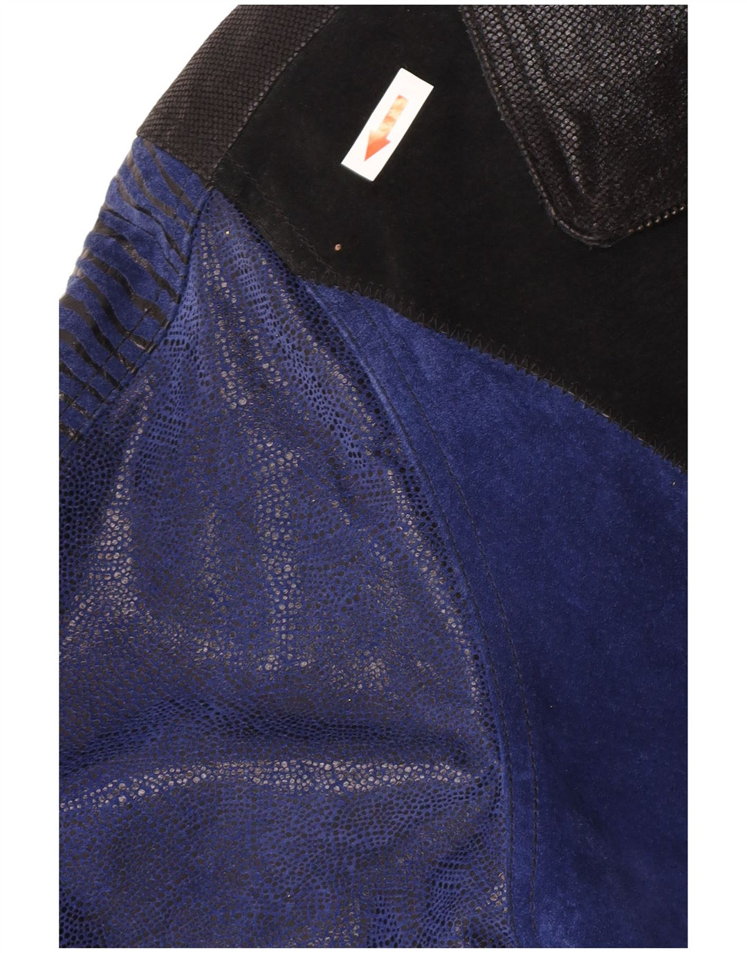 Винтажное женское замшевое пальто UK 12, кожа среднего синего цвета с цветными блоками